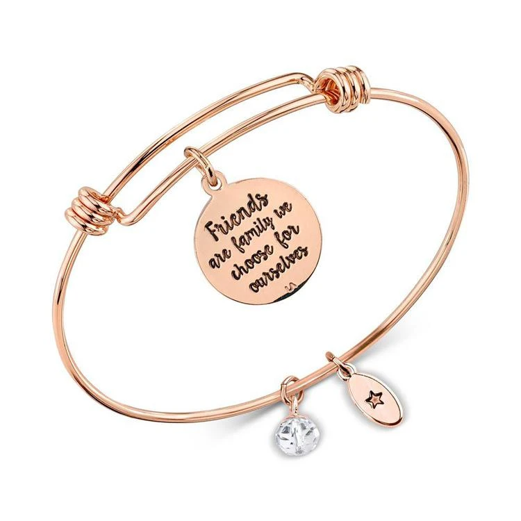 商品Unwritten|"Friends Are Family" Adjustable Bangle Bracelet in Rose Gold-Tone Stainless Steel,价格¥206,第2张图片详细描述