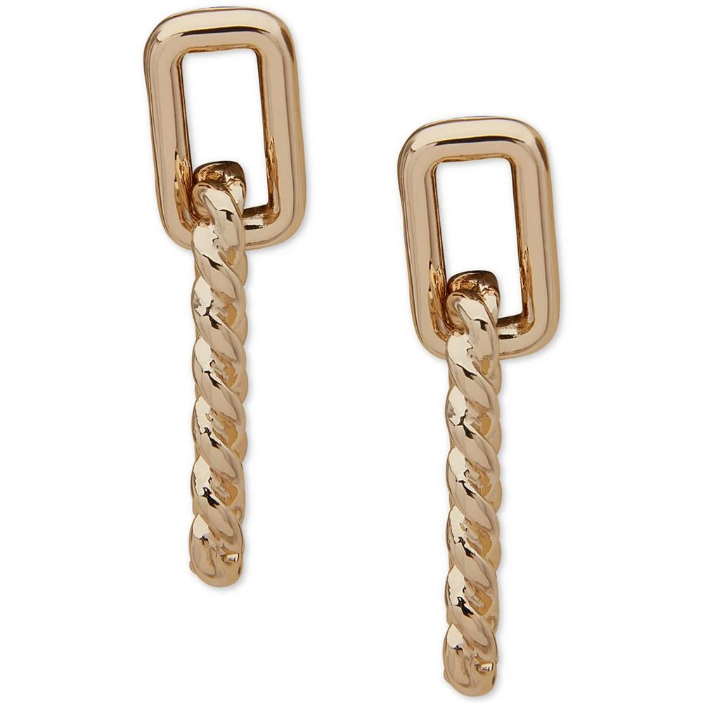 商品Anne Klein|Gold-Tone Polished Square Twist Drop Earrings,价格¥71,第1张图片