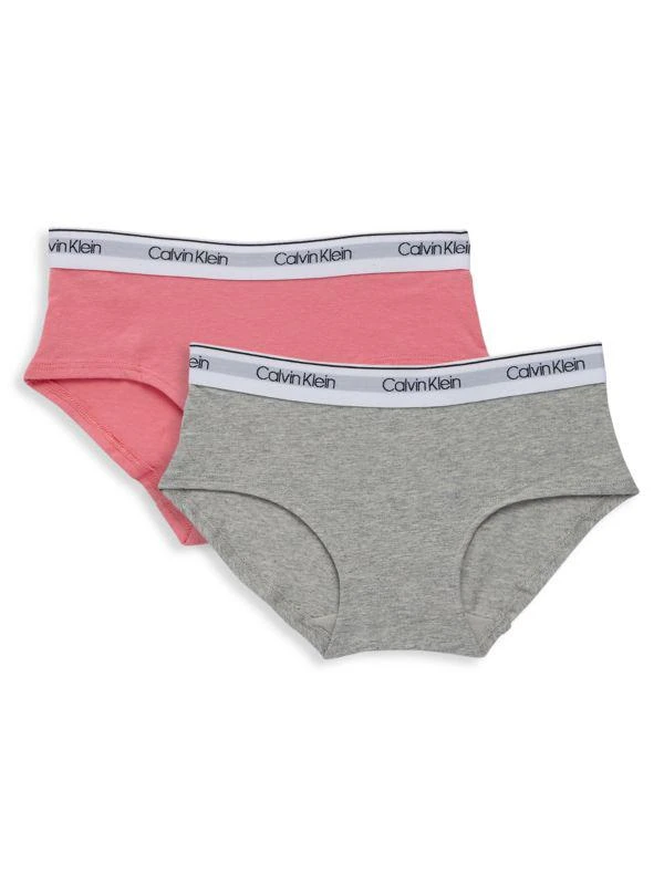 商品Calvin Klein|Girl's 2-Pack Logo Hipster Briefs,价格¥99,第1张图片