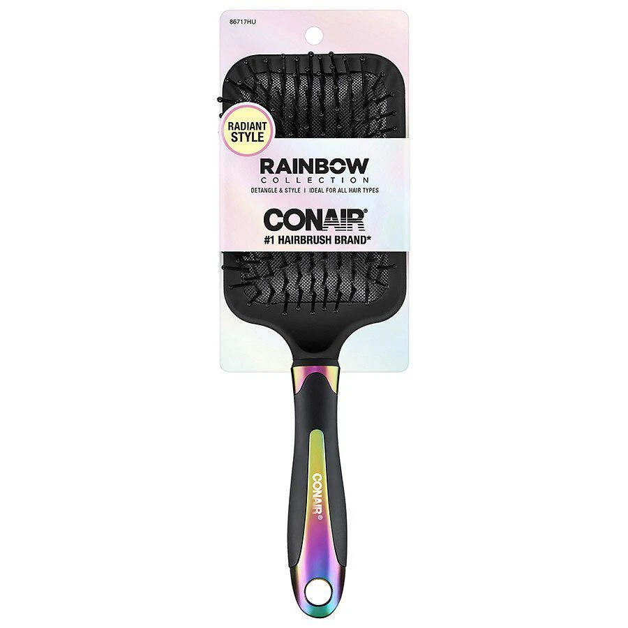 商品Conair|Rainbow Collection Nylon Bristle Paddle Hairbrush,价格¥64,第1张图片
