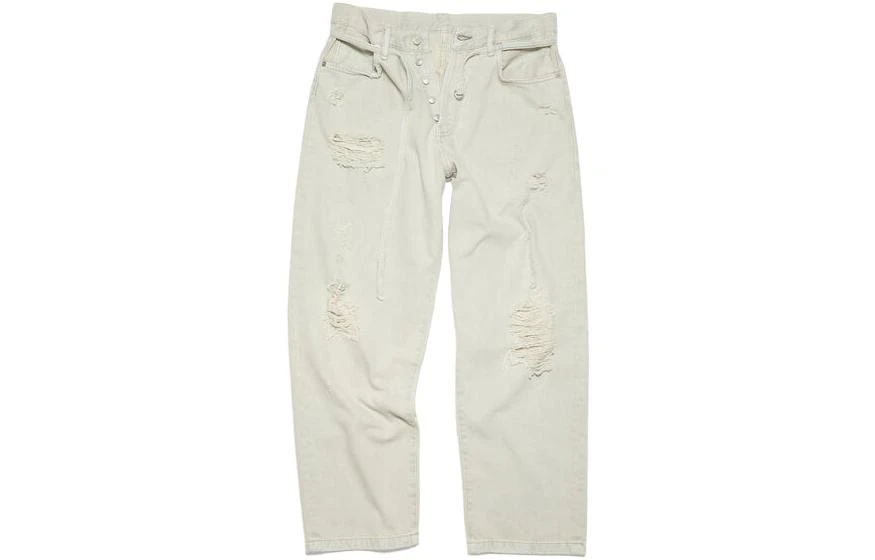 商品[国内直发] Acne Studios|FW23 丹宁系列 棉质做旧磨毛纯色拉链宽松破洞直筒裤牛仔裤 1991 TOJ 男女同款 白色,价格¥3268,第1张图片