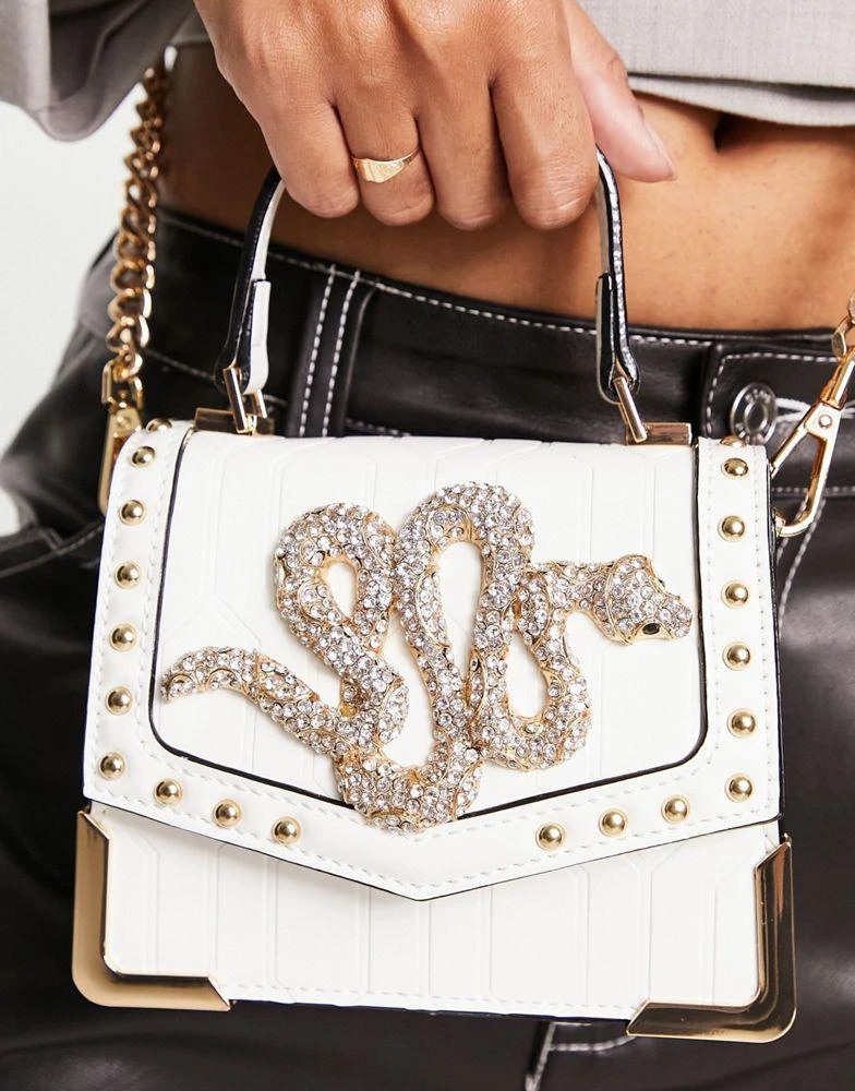 商品ALDO|ALDO Olendaweth bag with snake embellishment in white,价格¥661,第2张图片详细描述