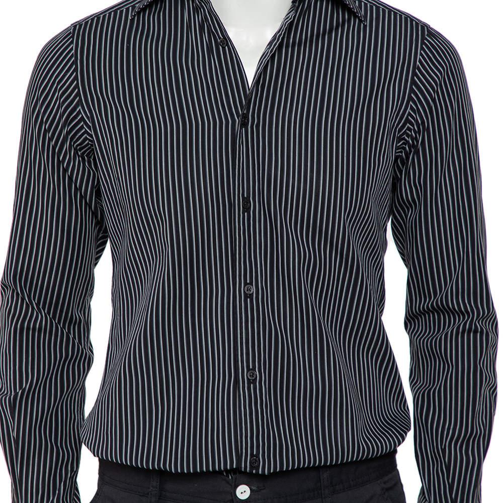 Gucci Black Striped Cotton Button Front Shirt S商品第4张图片规格展示
