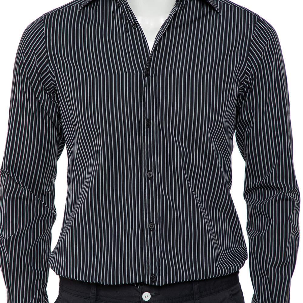 商品[二手商品] Gucci|Gucci Black Striped Cotton Button Front Shirt S,价格¥1027,第6张图片详细描述