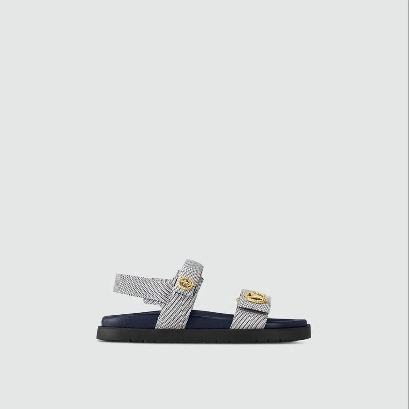 商品Louis Vuitton|【预售3-7天】LV/路易威登 女士海军蓝纺织平跟凉鞋,价格¥9218,第1张图片