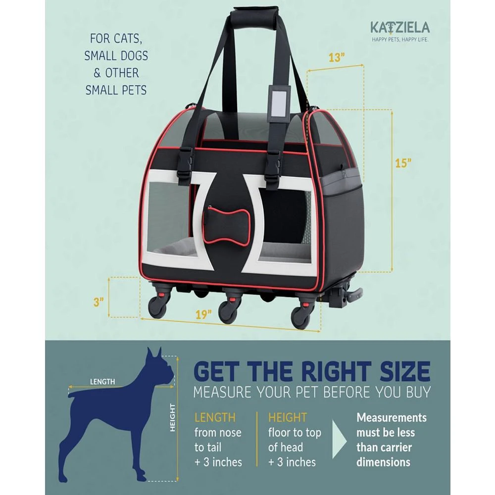 商品Katziela|Bone Cruiser Wheeled Pet Carrier,价格¥972,第3张图片详细描述
