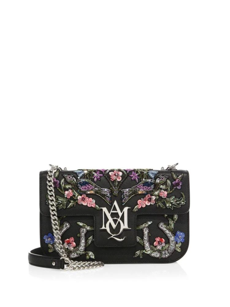 商品Alexander McQueen|Insignia Floral-Embroidered Leather Chain Satchel,价格¥23209,第1张图片