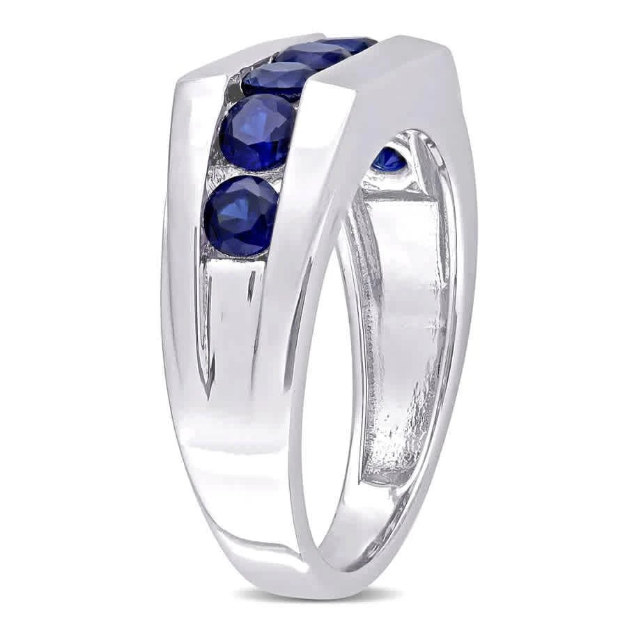 商品Amour|Sterling Silver 1 1/4 CT TGW Created Blue Sapphire Men's Ring,价格¥514,第2张图片详细描述