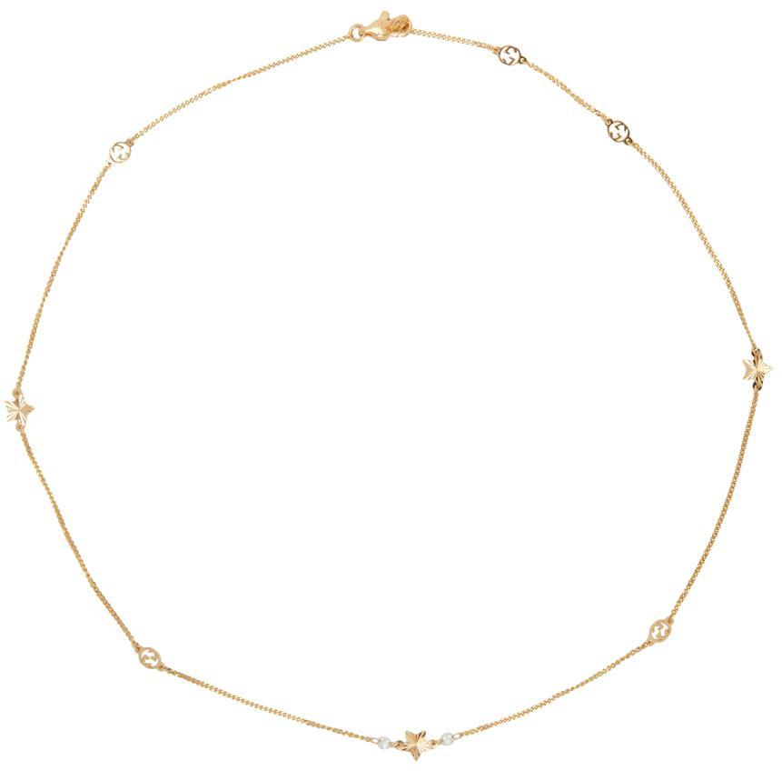 商品Gucci|Gold Interlocking G Star Necklace,价格¥14964,第1张图片