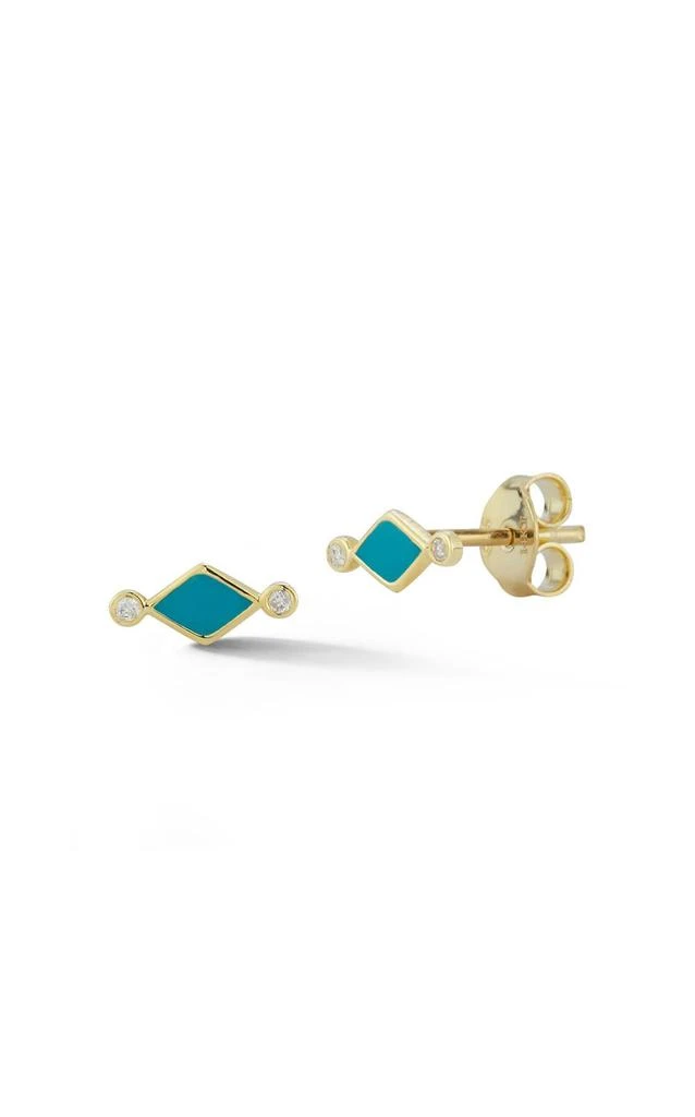 商品Design Lab|14K Gold & Diamond Enamel Stud Earrings,价格¥1556,第1张图片
