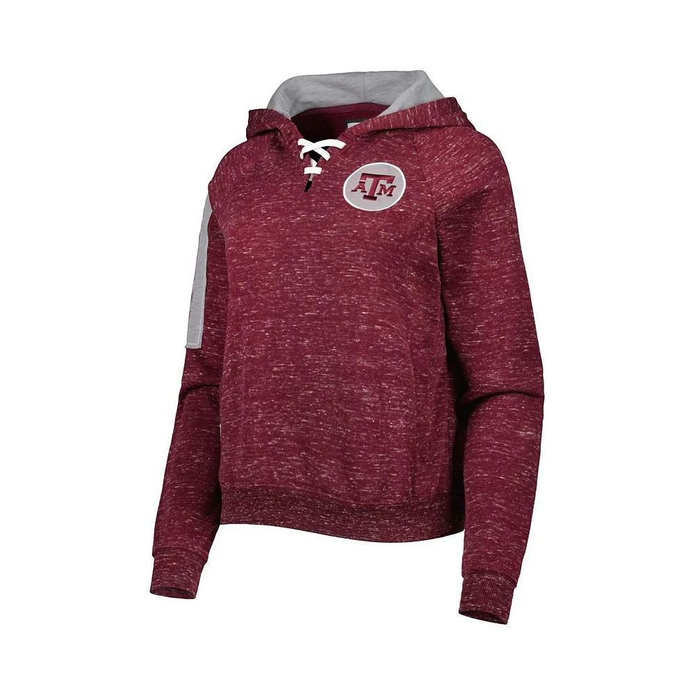 商品Colosseum|Women's Maroon Texas A&M Aggies The Devil Speckle Lace-Placket Raglan Pullover Hoodie,价格¥308,第2张图片详细描述