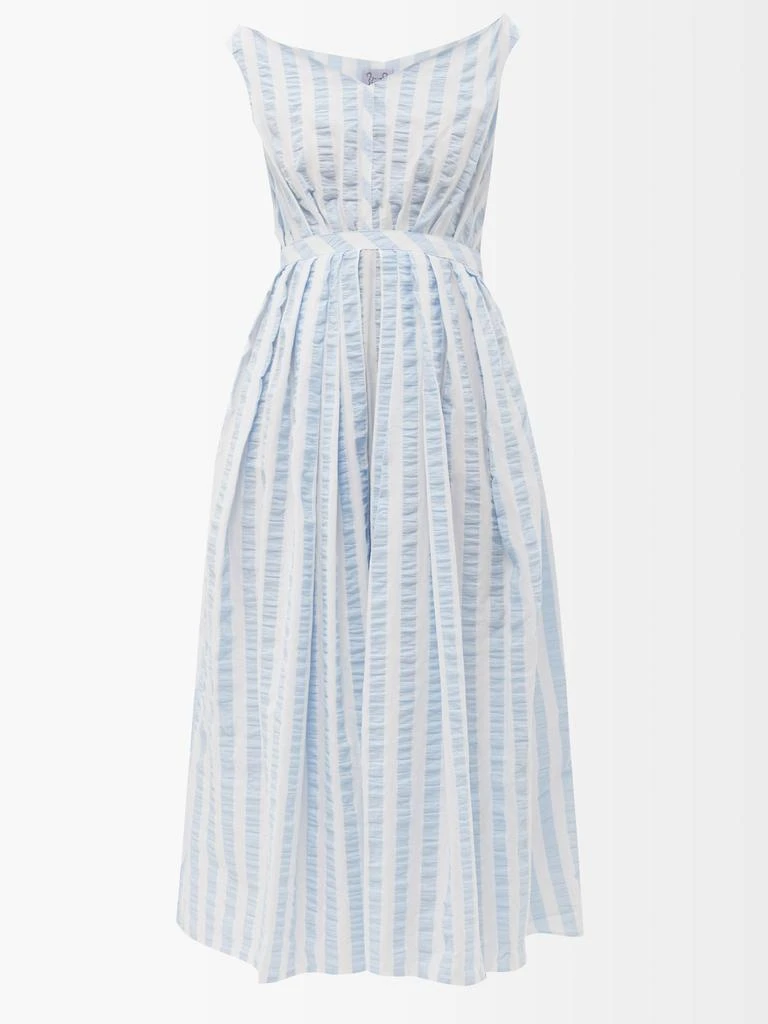 商品Thierry Colson|Valeria striped seersucker-cotton dress,价格¥1912,第1张图片