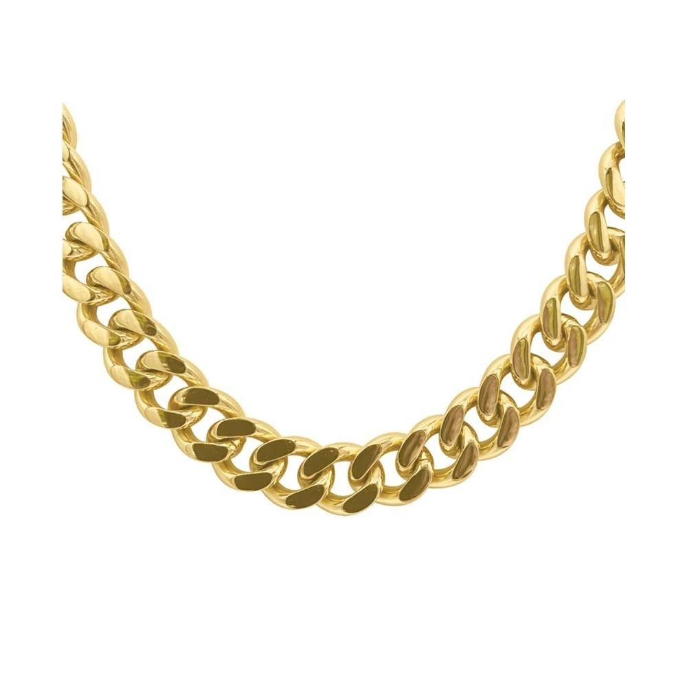 商品ADORNIA|18-20" Adjustable 14K Gold Plated Wide Curb Chain Necklace,价格¥257,第3张图片详细描述