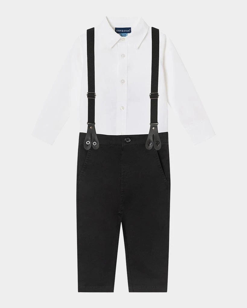 商品Andy & Evan|Boy's Button Down Shirt W/ Suspenders & Pants Set, Size Newborn-24M,价格¥317,第1张图片