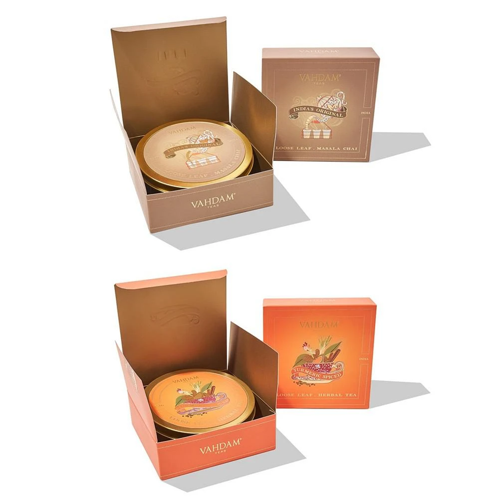 商品Vahdam Teas|Turmeric Spiced Herbal Tea India's Original Masala Chai, Combo, Gift Set,价格¥149,第1张图片