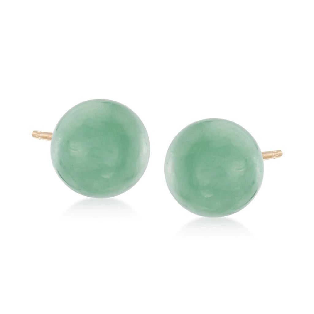 商品Ross-Simons|10mm Jade Stud Earrings in 14kt Yellow Gold,价格¥888,第1张图片