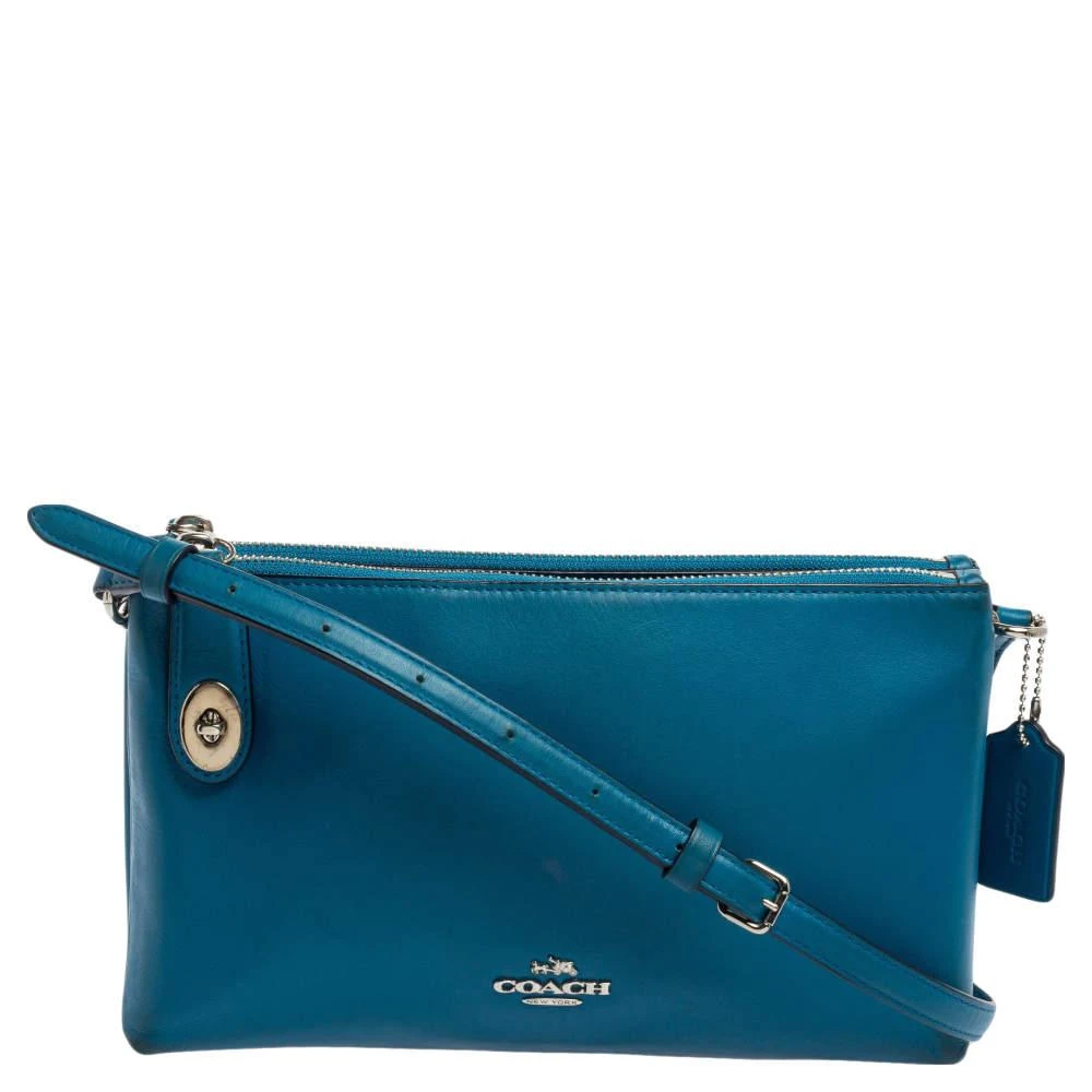 商品[二手商品] Coach|Coach Teal Blue Leather Crosby Double Zip Crossbody Bag,价格¥1548,第1张图片