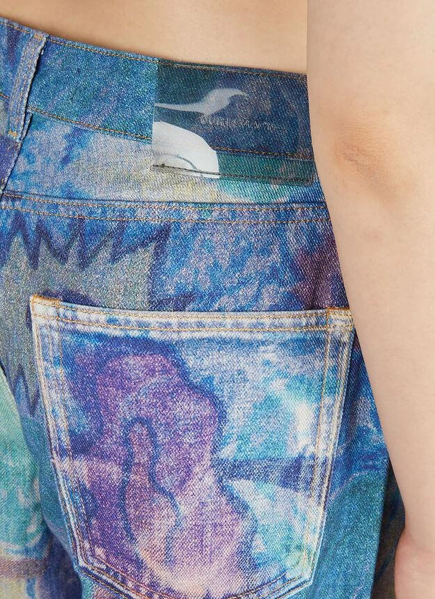 Hank Grüner Digital Chalk Print Jeans in Blue 商品