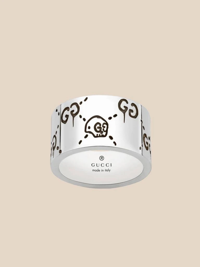 商品Gucci|Gucci Ghost 12 mm ring in silver with aureco finish,价格¥2147,第1张图片