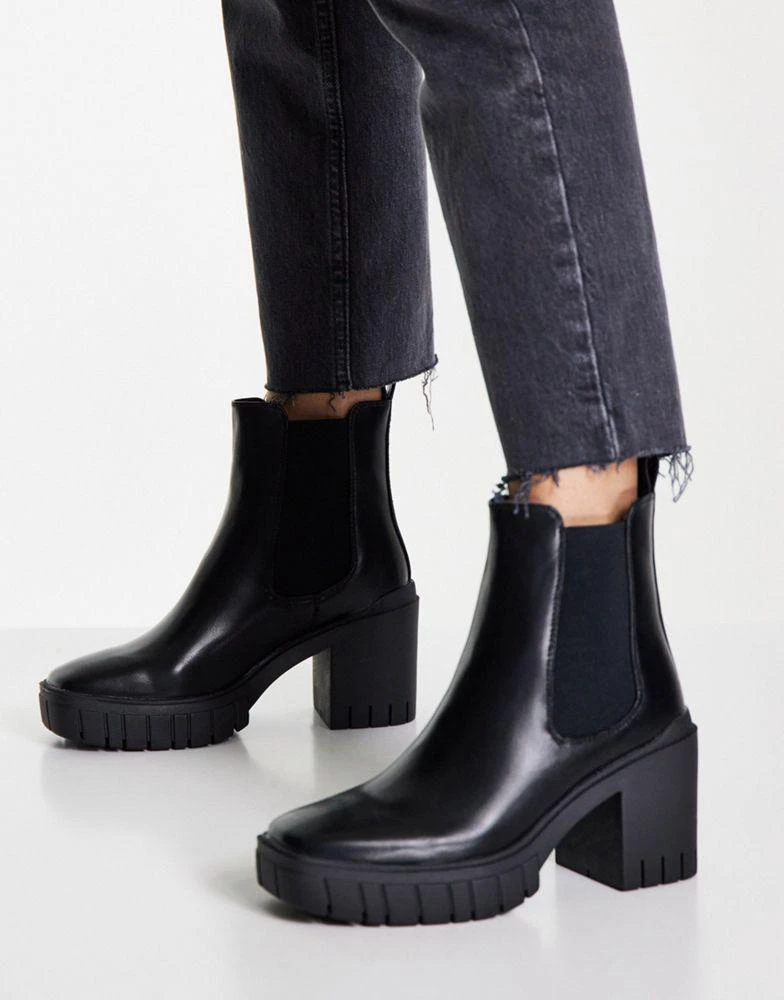 商品Origins|Origins Edison mid heel chelsea boot in black,价格¥198,第1张图片
