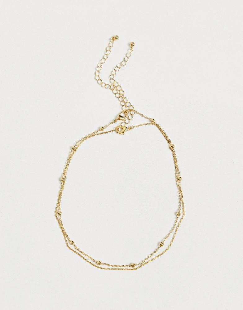 商品ASOS|ASOS DESIGN Curve 14k gold plated pack of 2 choker necklaces,价格¥92,第4张图片详细描述