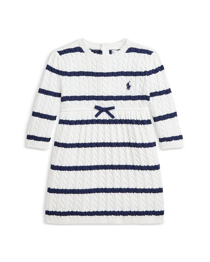 商品Ralph Lauren|Polo Girls' Striped Cable-Knit Cotton Sweater Dress - Baby,价格¥501,第1张图片详细描述