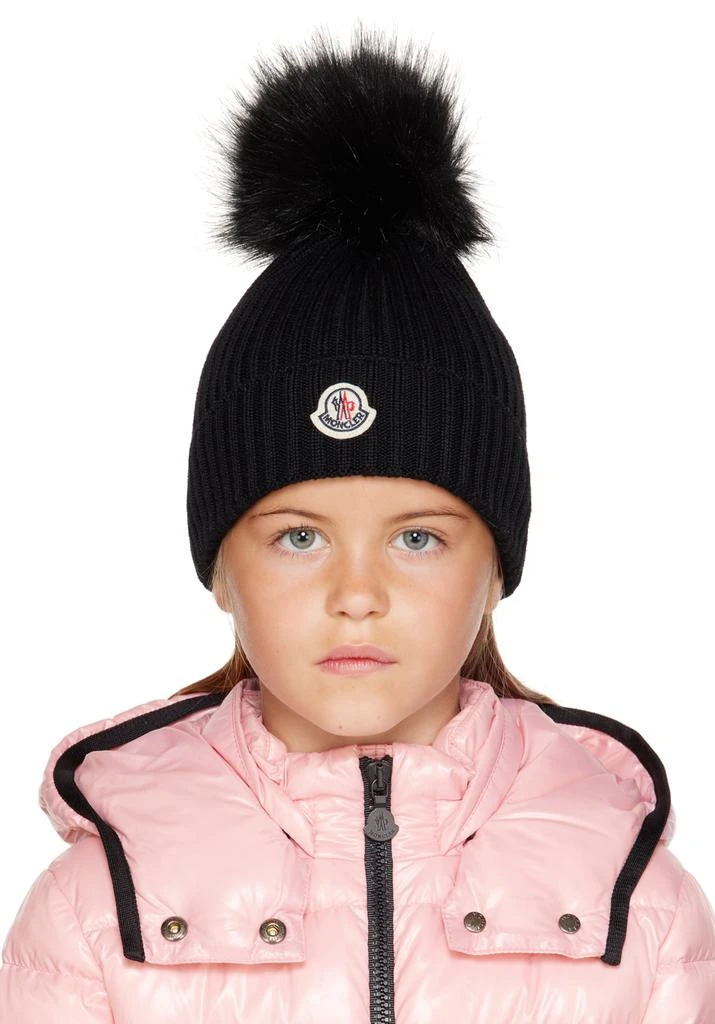 商品Moncler|Kids Black Pom Pom Beanie,价格¥1823,第1张图片