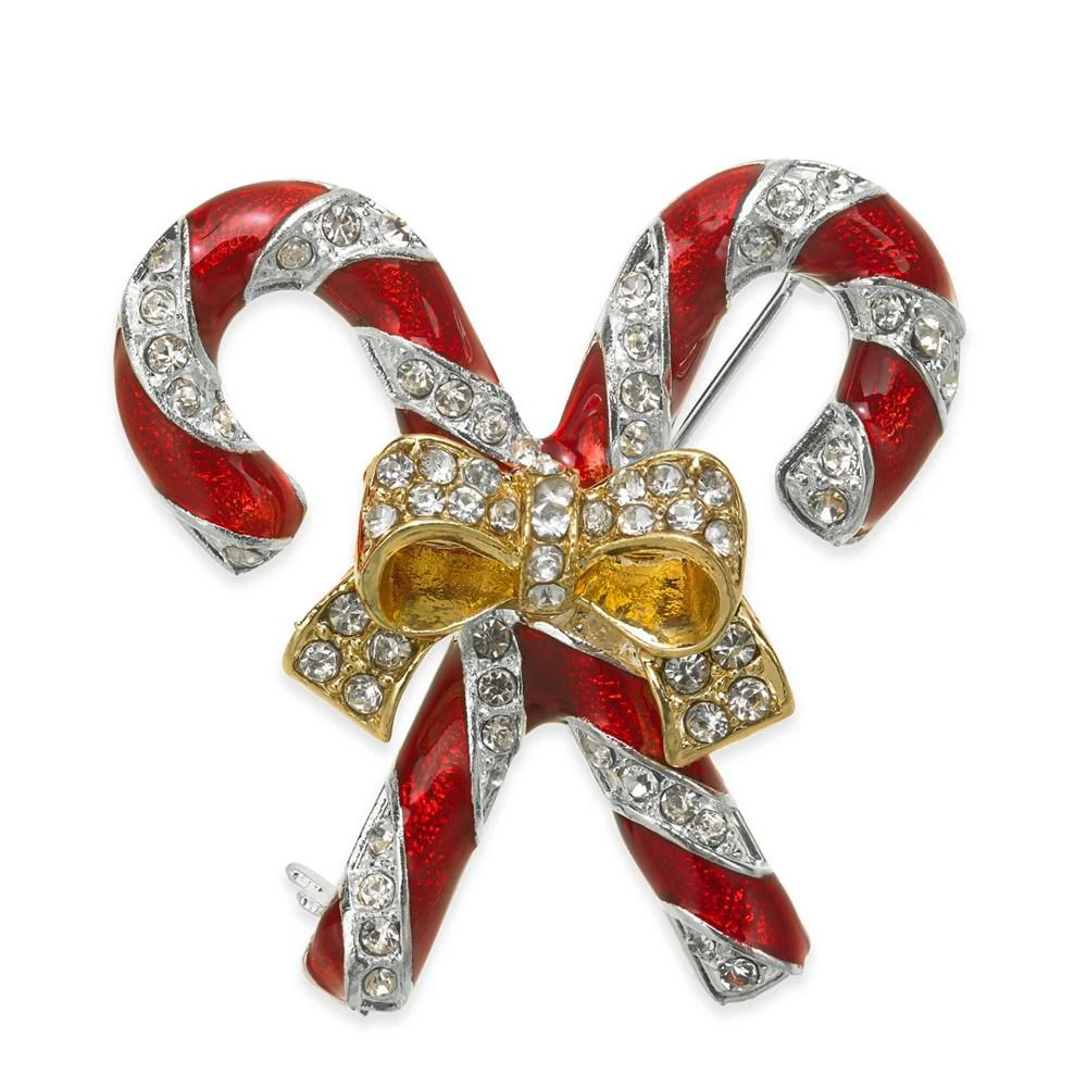 商品Charter Club|Gold-Tone Crystal & Epoxy Candy Cane Pin, Created for Macy's,价格¥55,第1张图片