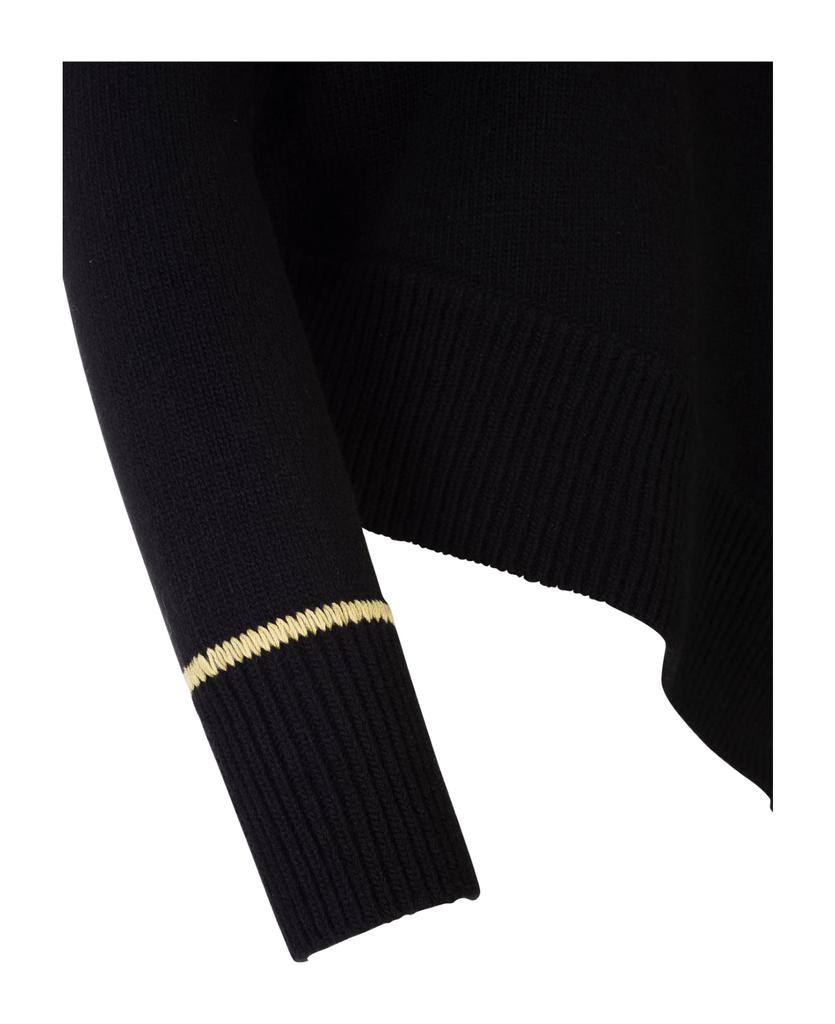 Woman Black Asymmetrical Cutwork Sweater商品第3张图片规格展示