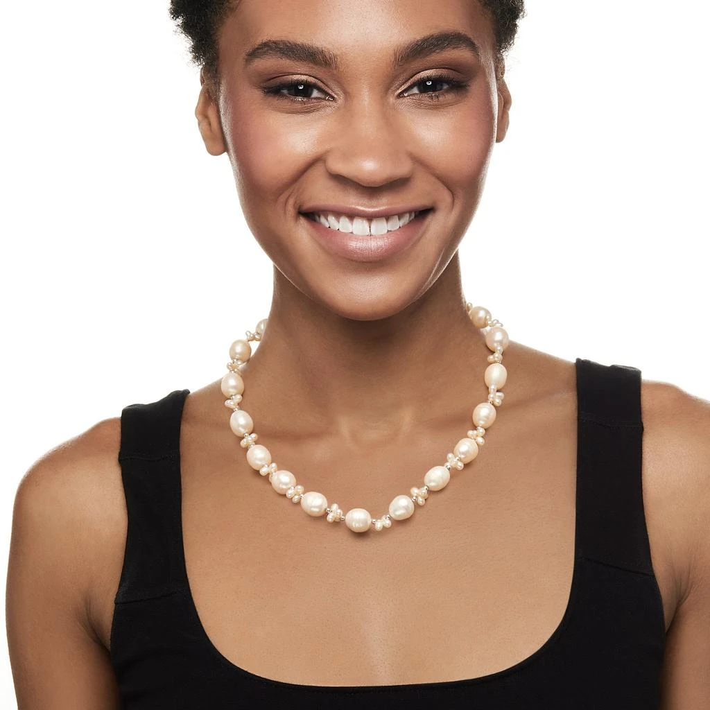 商品Ross-Simons|3.5-4mm and 11-12mm Cultured Pearl Cluster Necklace in Sterling Silver,价格¥789,第2张图片详细描述