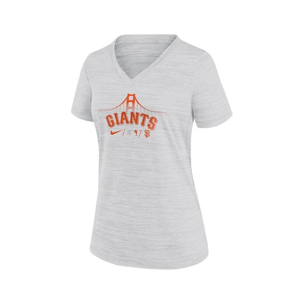 商品NIKE|Women's White San Francisco Giants 2021 MLB City Connect Velocity Space-Dye Performance V-Neck T-shirt,价格¥269,第2张图片详细描述