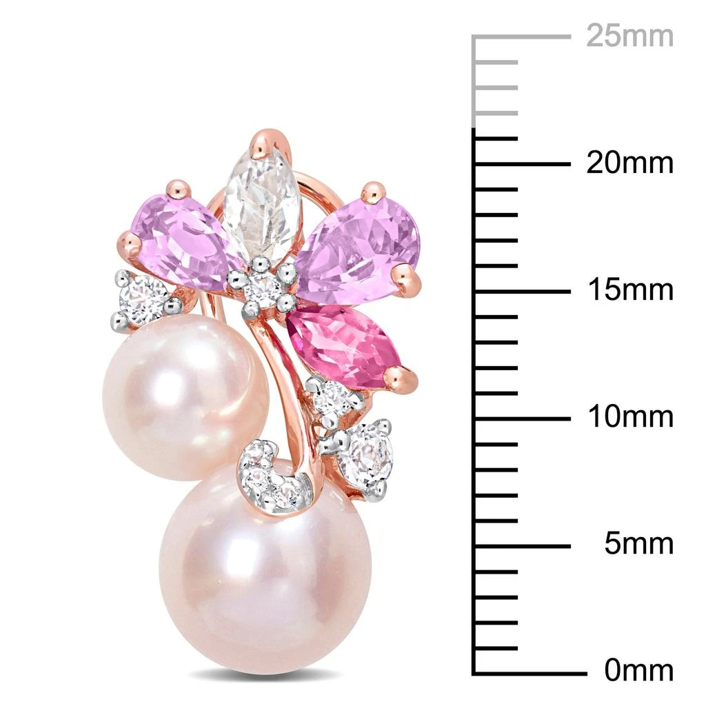 商品Mimi & Max|Women's Pink Cultured Freshwater Pearl & 2 1/2ct TGW Rose de France and Topaz Earrings in 18k Rose Plated Sterling Silver,价格¥945,第4张图片详细描述