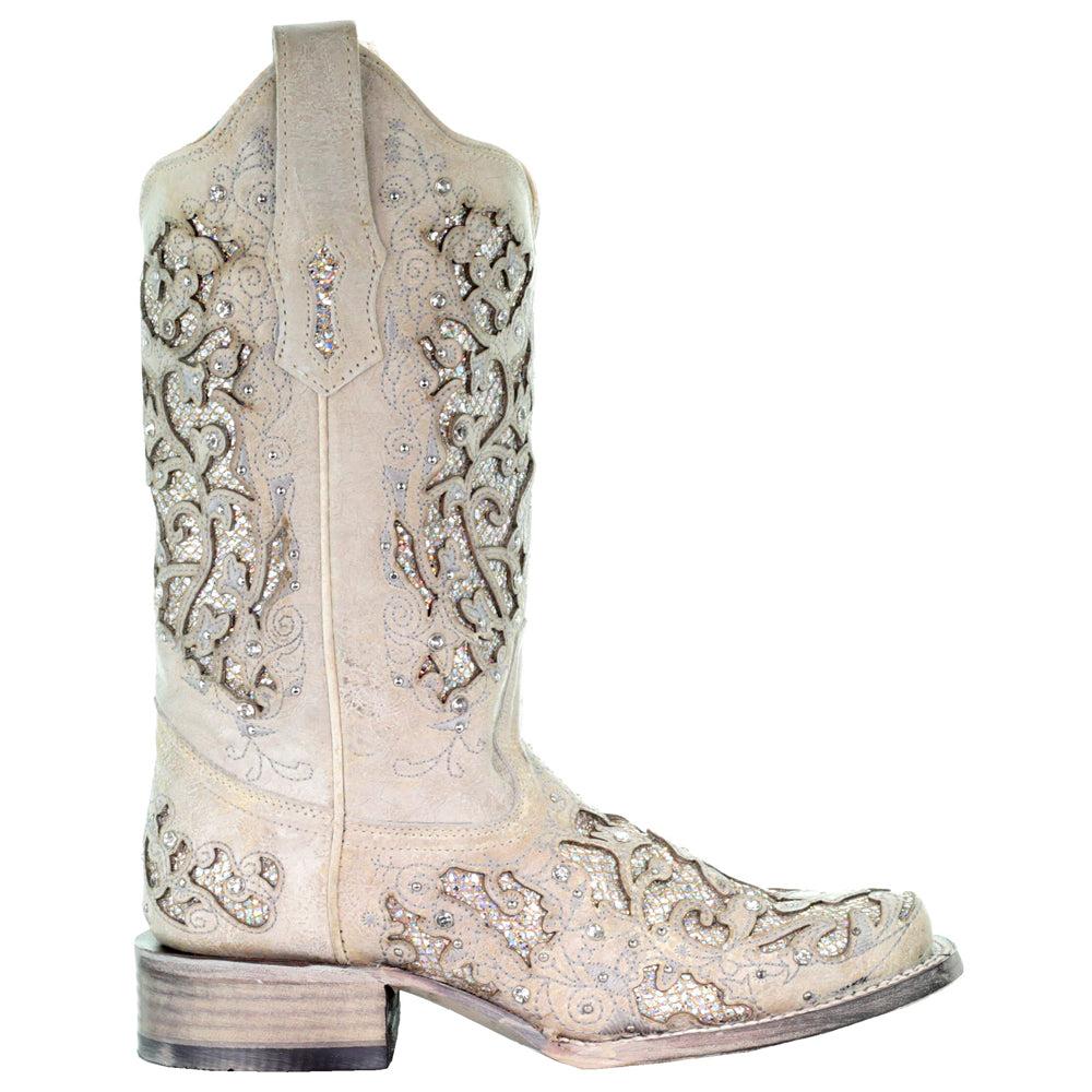 Corral Boots | Glitter Studded Tooled-Inlay Square Toe Cowboy Boots 2188.26元 商品图片