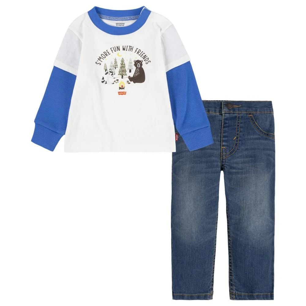 商品Levi's|Baby Boys More Friends Denim Jeans and T-shirt, 2 Piece Set,价格¥108,第1张图片