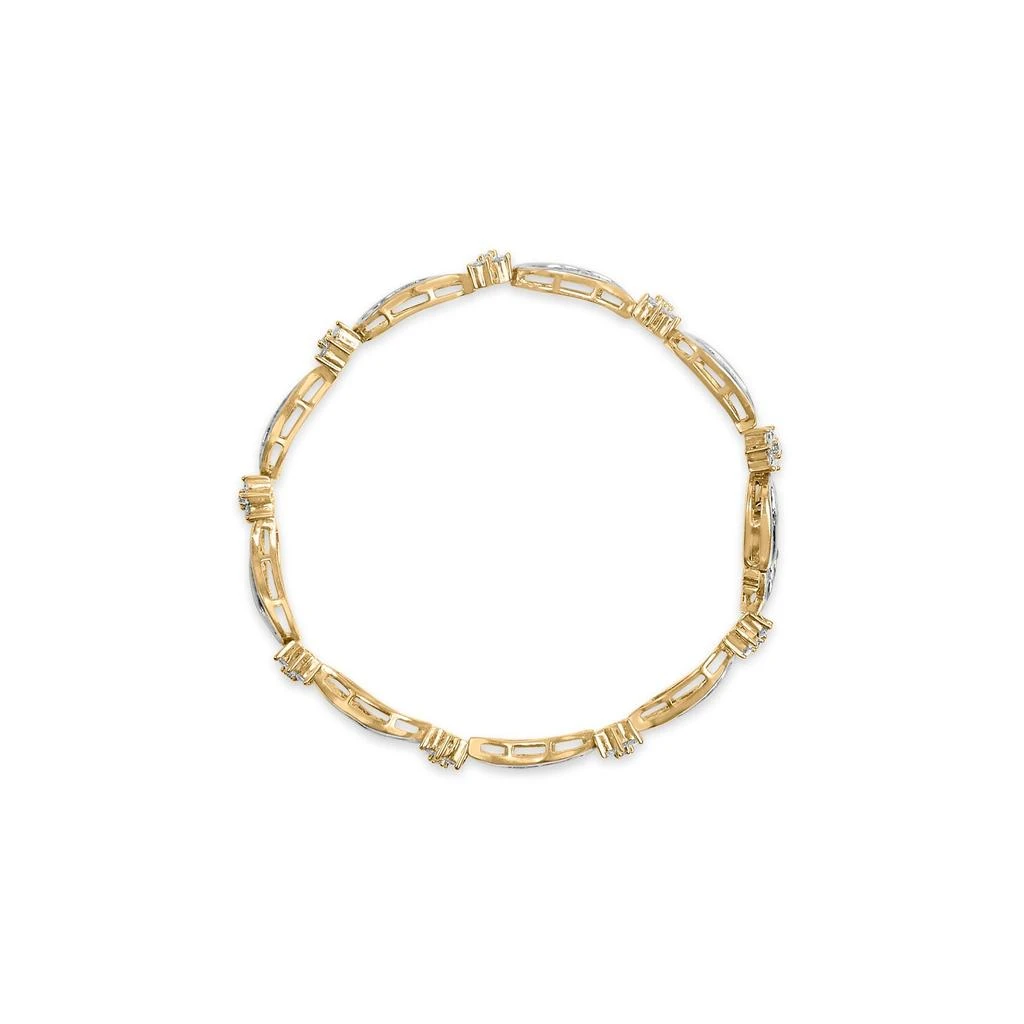 商品Haus of Brilliance|10K Yellow and White Gold 3.00 Cttw Diamond Cluster and Wave Link Bracelet,价格¥38606,第2张图片详细描述