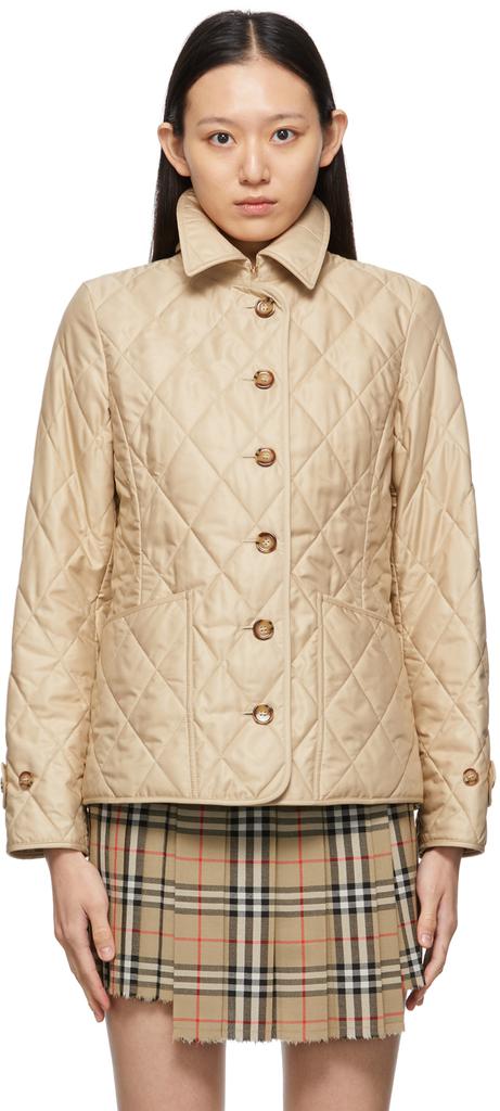 Beige Quilted Diamond Thermoregulated Jacket商品第1张图片规格展示