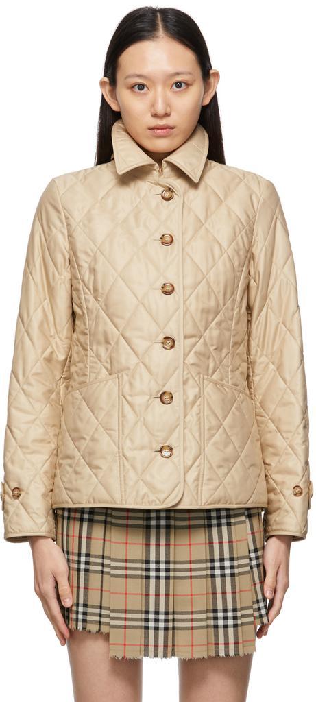 商品Burberry|Beige Quilted Diamond Thermoregulated Jacket,价格¥8075,第1张图片