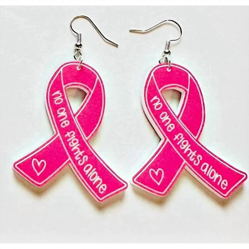 商品Southern Attitude|Women's Breast Cancer Ribbon Acrylic Earrings In Pink,价格¥231,第1张图片