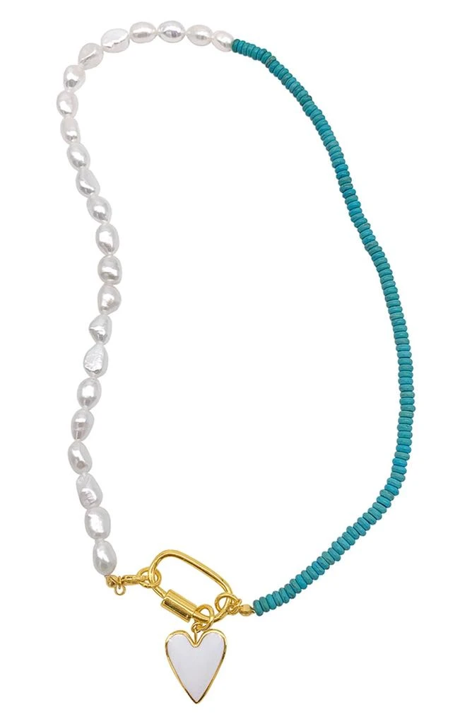 商品ADORNIA|Turquoise & Freshwater Pearl Necklace,价格¥171,第1张图片