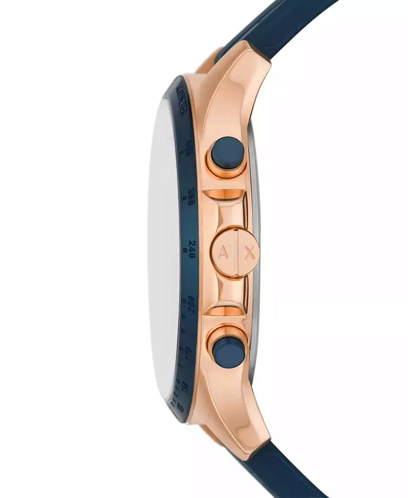 商品Armani Exchange|Men's Chronograph in Rose Gold-tone Plated Stainless Steel with Navy Silicone Strap Watch, 46mm,价格¥1152,第2张图片详细描述