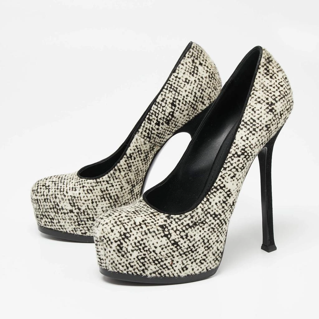 商品[二手商品] Yves Saint Laurent|Saint Laurent  Cream/Black Calf Hair Tribtoo Platform Pumps Size 38.5,价格¥1215,第2张图片详细描述