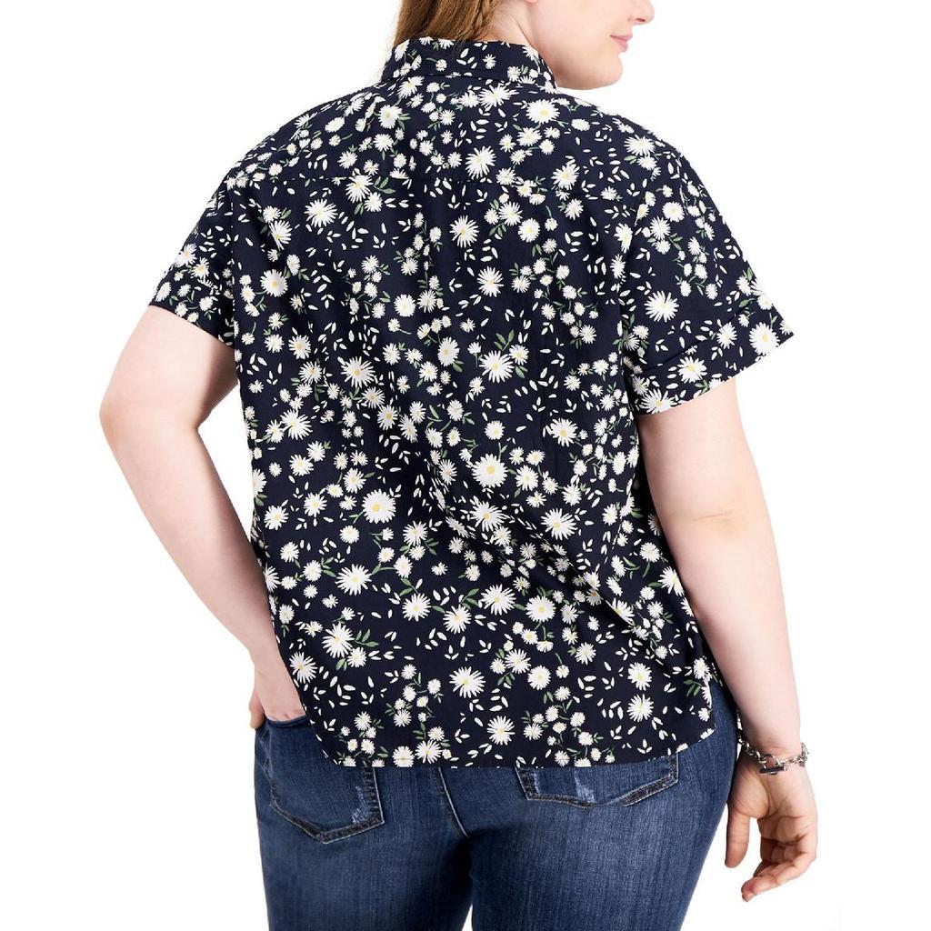 商品Tommy Hilfiger|Tommy Hilfiger Womens Plus Camp Poplin Floral Button-Down Top,价格¥246,第4张图片详细描述