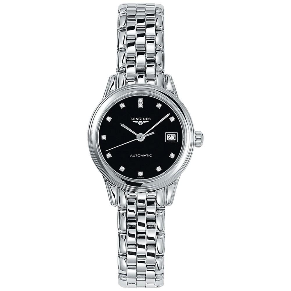 商品Longines|Women's Swiss Automatic Flagship Diamond Accent Stainless Steel Bracelet Watch 26mm L42744576,价格¥13282,第1张图片