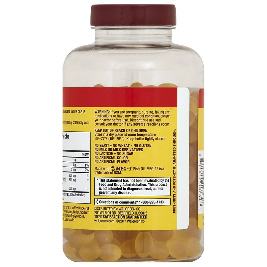 商品Finest Nutrition|Burp-Less Fish Oil 950 mg with 600 mg of Omega 3 Softgels,价格¥178,第4张图片详细描述