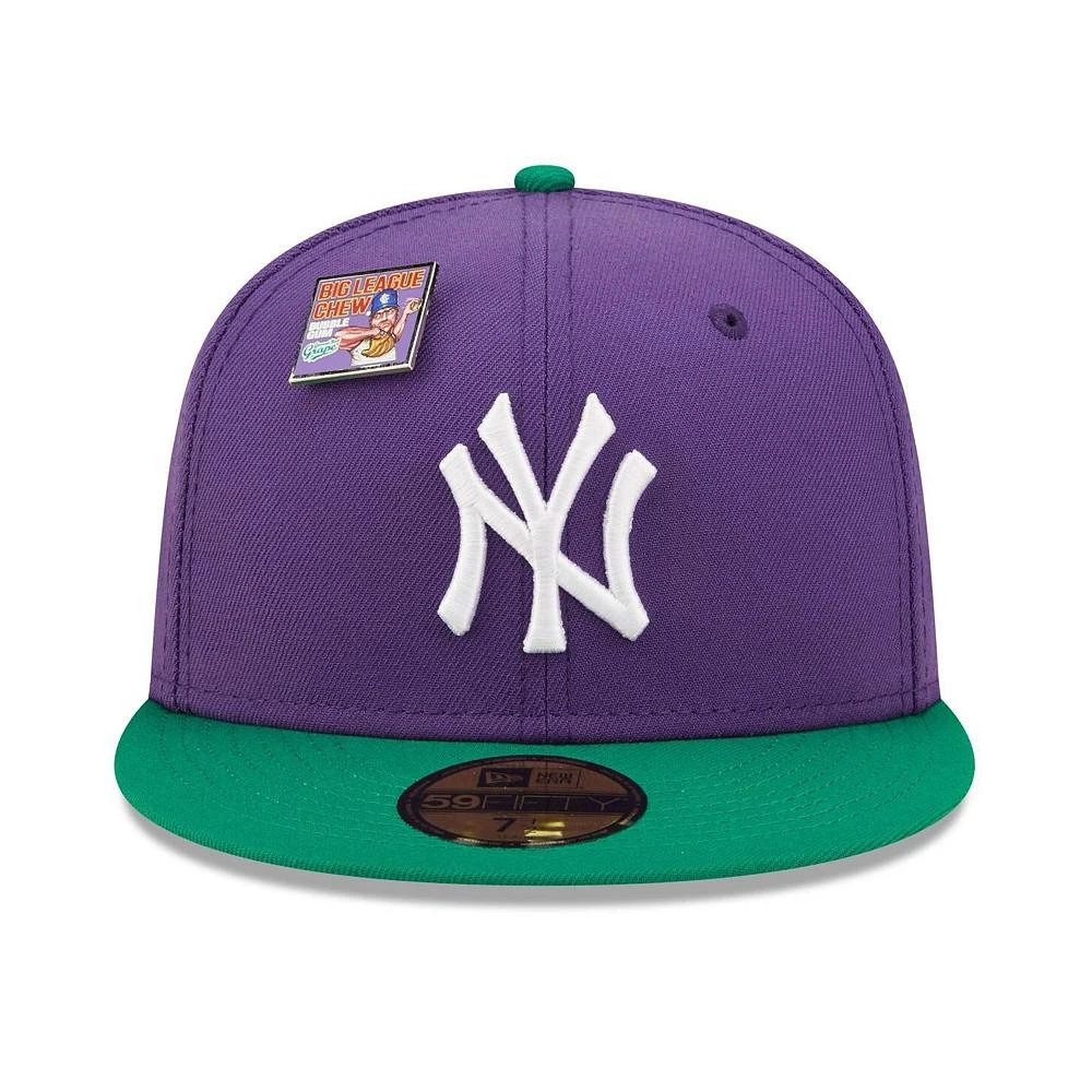 商品New Era|Men's Purple and Green New York Yankees MLB x Big League Chew Ground Ball Grape Flavor Pack 59FIFTY Fitted Hat,价格¥371,第2张图片详细描述
