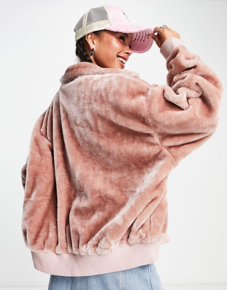 UGG Laken faux fur jacket in dusty pink商品第2张图片规格展示