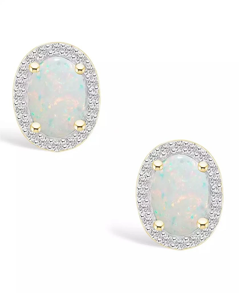 商品Macy's|Lab Grown Opal (2/3 ct. t.w.) and Lab Grown Sapphire (1/5 ct. t.w.) Halo Studs in 10K Gold,价格¥1730,第3张图片详细描述