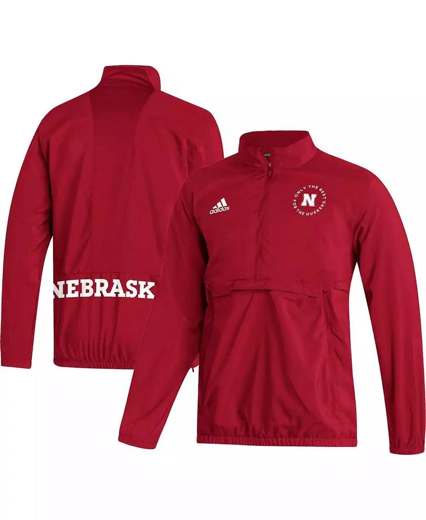 商品Adidas|Men's Scarlet Nebraska Huskers AEROREADY Half-Zip Jacket,价格¥484,第1张图片