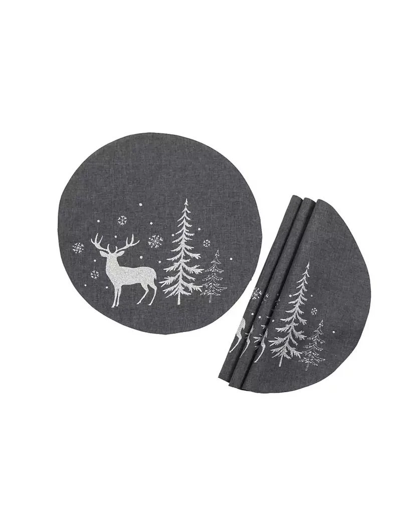 商品Manor Luxe|Deer In Snowing Forest Double Layer Round Christmas Placemat - Set of 4,价格¥420,第1张图片