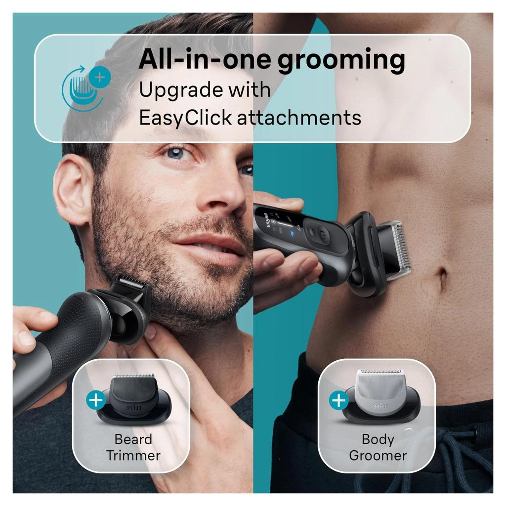 商品Braun|Braun Electric Shaver for Men, Series 7 7177cc, Wet & Dry Shave, Turbo & Gentle Shaving Modes, Waterproof Foil Shaver, Space Grey,价格¥1320,第5张图片详细描述